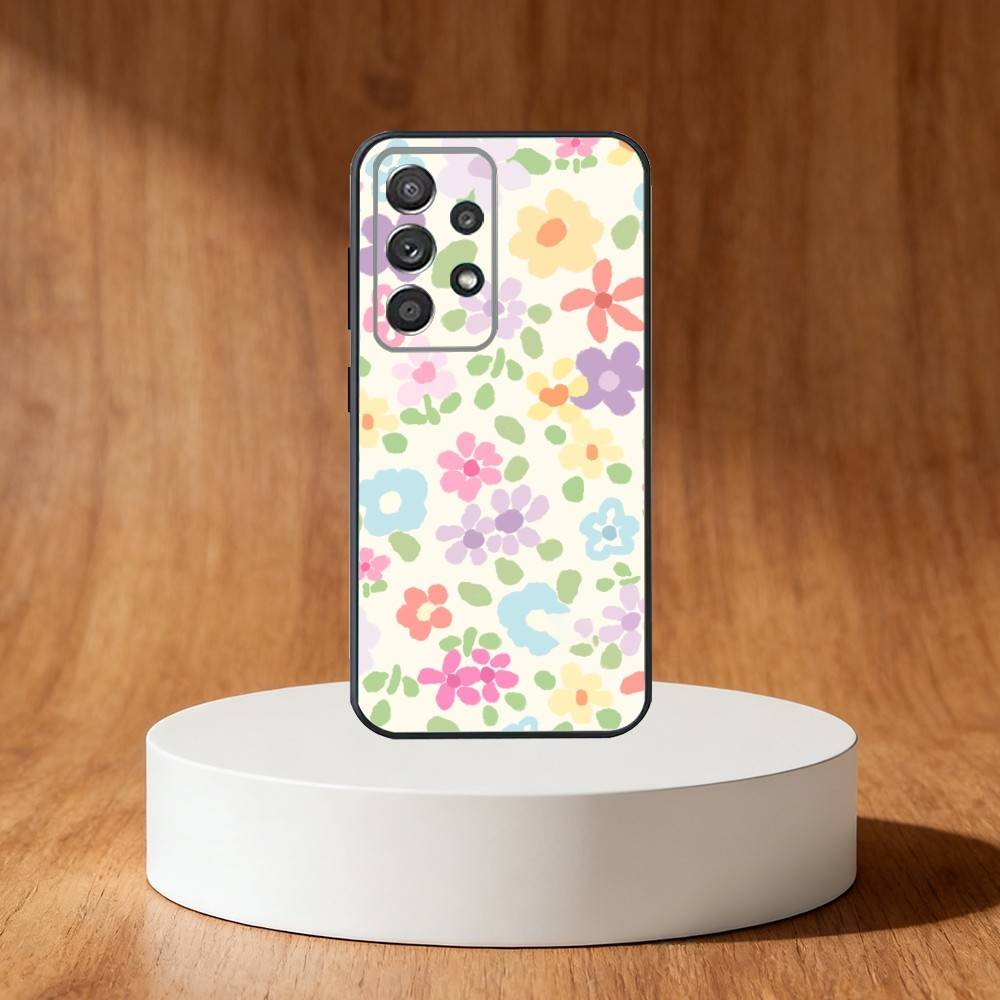 Чехол для телефона с мелким цветочным принтом для Samsung S25, S24, S21, S22, S23, S30, Ultra, S20, Plus, Fe, Note, 10, 9, 5G Черный чехол