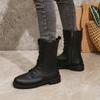Fashion Fashion Boots Women's 2024 Spring, Autumn, and Winter New Round Head Side Zipper Mid Sleeve Casual Women's Leather Boots