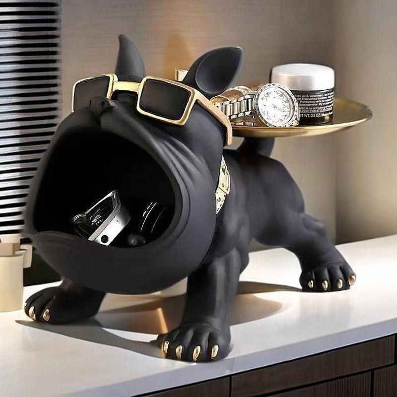 Украшение для дома Орнамент Бульдог - Коробка для хранения в виде статуи собаки, Украшение животное Ремесло из смолы Художественная скульптура, Домашняя скульптура собаки