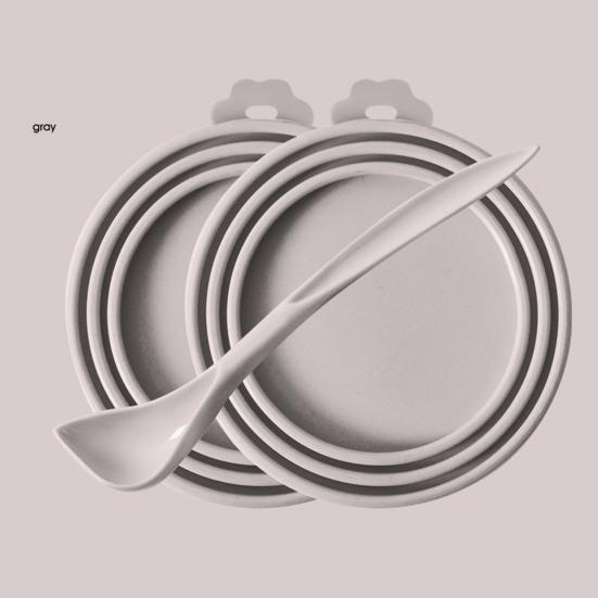 Pet Food Can Cover Reusable Silicone Sealed Can Cover with Spoon Fits 3 Standard Size Food Cans for Pet Food Cans or Canned Goods