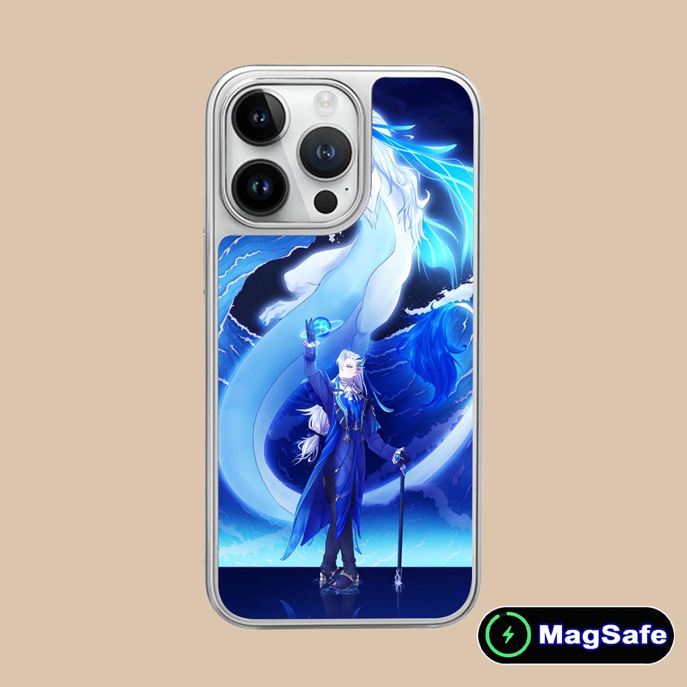 Game GI Neuvillette Silver Plating Magsafe Mobile Phone Case for iPhone 17 16 15 14 13 12 11 Air Pro Max Plus Colorful Cover
