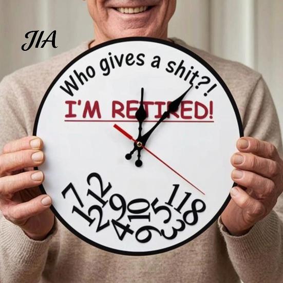 Retirement Gifts for Nurses And Teachers Humorous Wall Clock, Who Gives A Shit I'm Retired, Silent Non Ticking Round Wooden Clock Living Room