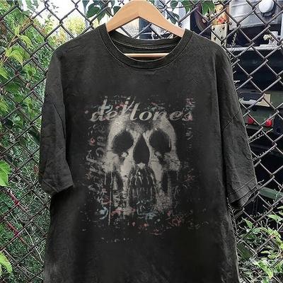 Футболка Deftones с черепом Винтажная Рок Металл Группа Графическая Унисекс
