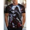 Summer Round Neck 3D Anime Character Print Top Fashionable Casual Short Sleeved Men's T-shirts