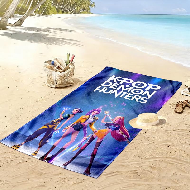 K-pop Demon Hunters: Huntrax Comeback beach towel soft Beach towel for vacation photos seaside swim Outdoor pool towel Comfort beach