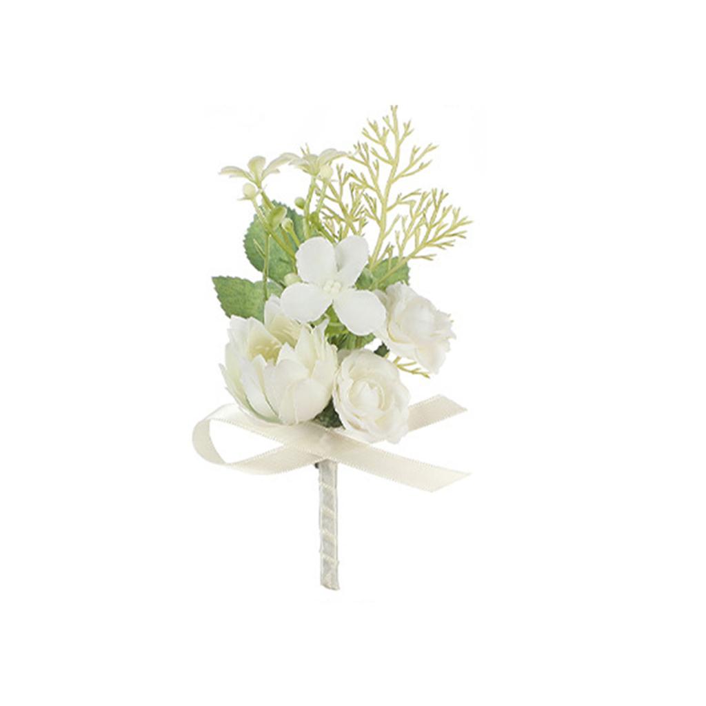 Шелковая бутоньерка Петлица Искусственные цветы Булавки Корсаж на запястье для подружки невесты Классическая свадебная бутоньерка для торжеств