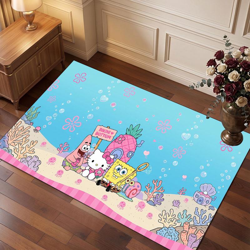 Коврик Hello Kitty Мягкий Толстый Нескользящий Напольный Ковер для Спальни Гостиной Домашний Декор