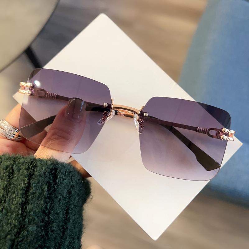 Fashion Square Sunglasses Men Women Gradient Frameless Sun Glasses For Men Popular High Quality Metal Eyewear UV400