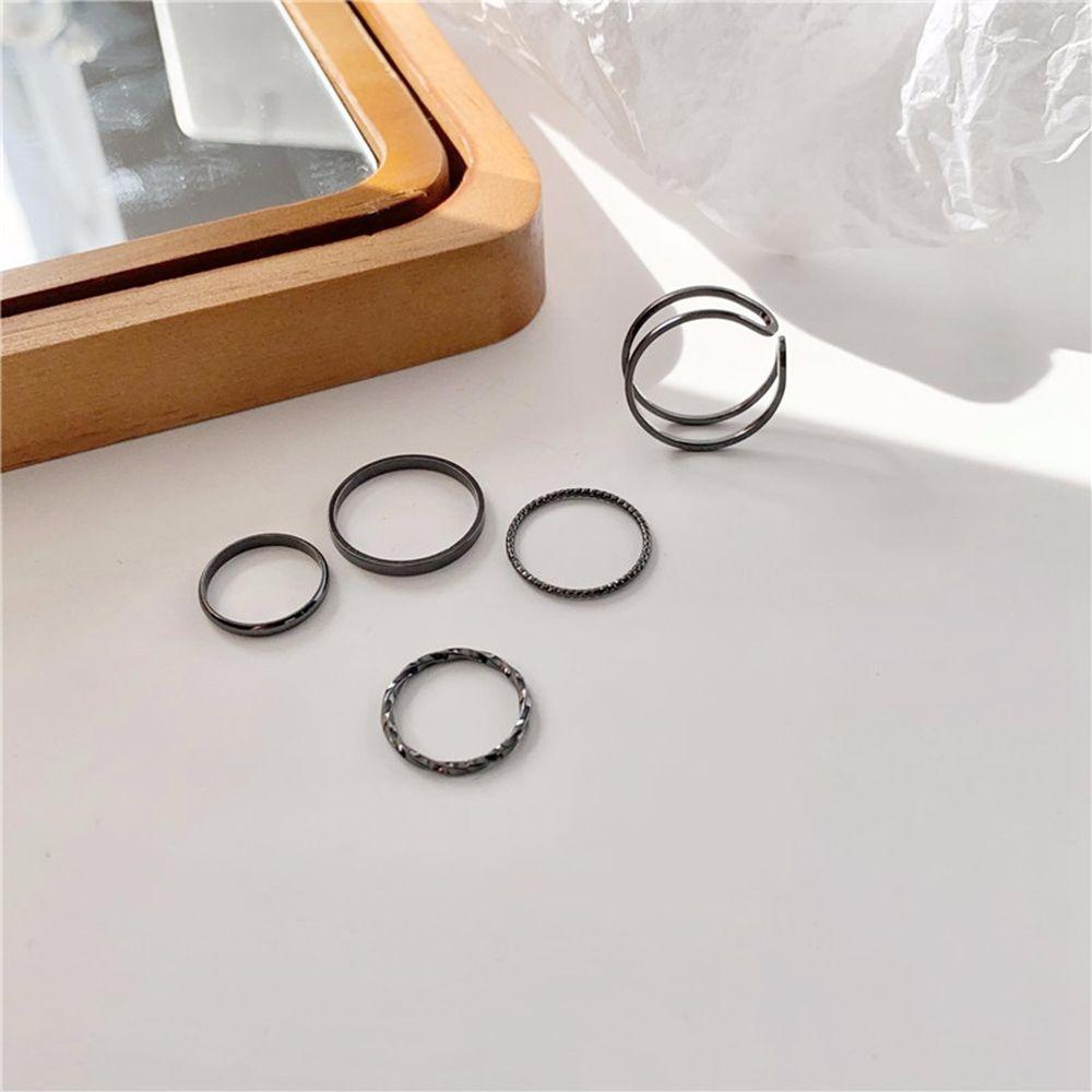 Female Fashion Jewelry Korean Zinc Zinc Alloy Retro Tail Ring Knuckle Finger Rings Twist Ring Set Round