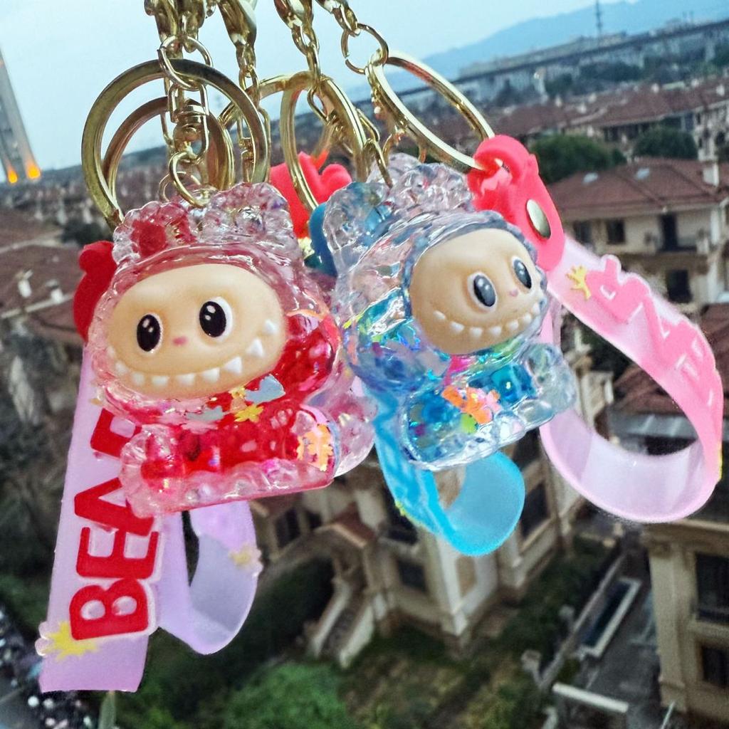 High Looks Labrador Keychain Bag Oil Hanging Decoration Figurine Backpack Quicksand Cartoon Pendant Gift Keychain