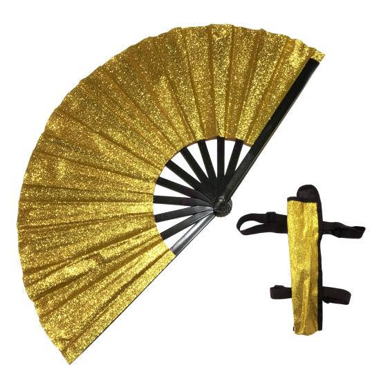 Yousheng Rave Folding Hand Fan Glitter Holographic Handheld Fan Rave Party Dancing Clap Fan for Festival Club Performance