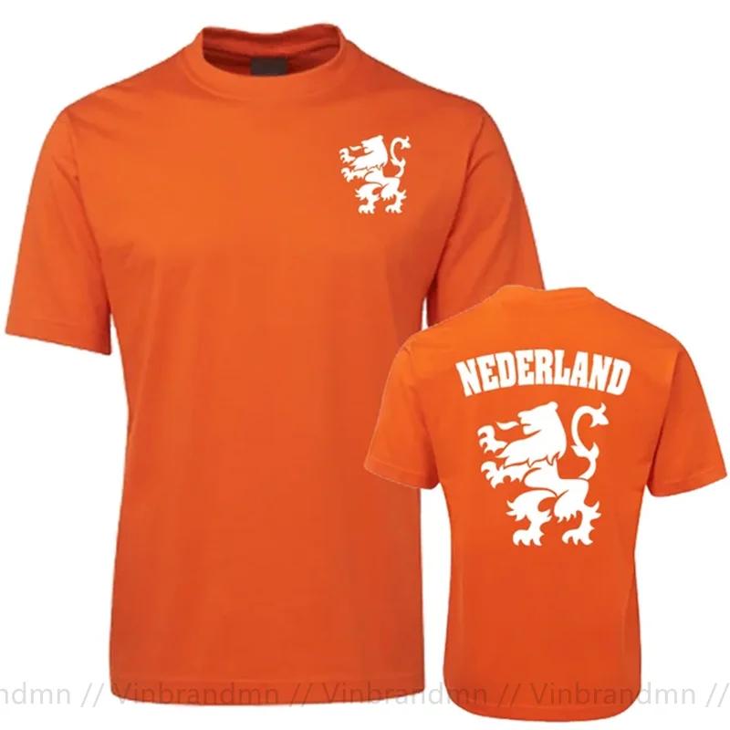 Nederland Netherlands Orange Dutch Lion Soccer 100 Cotton Geek Family Top Tee New Unisex Summer Tops Casuals T Shirts Hip Hop Tops