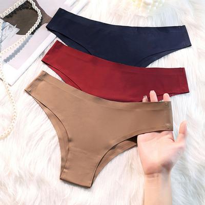Женские трусики бесшовные средней талии Ice Silk Хорошая воздухопроницаемость Сплошной цвет