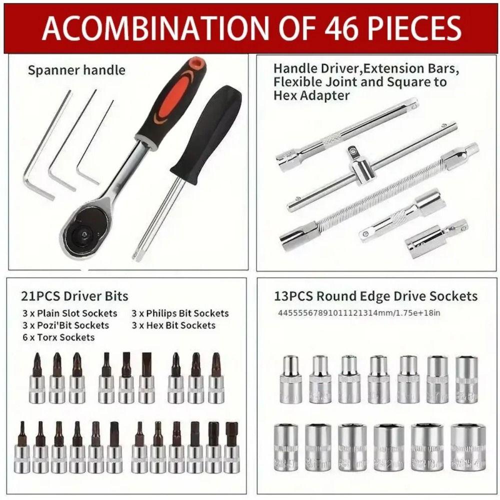 Wear-resistant Ratchet Wrench Combo Set Strong Toughness Hand Combination Tool Kit  Home