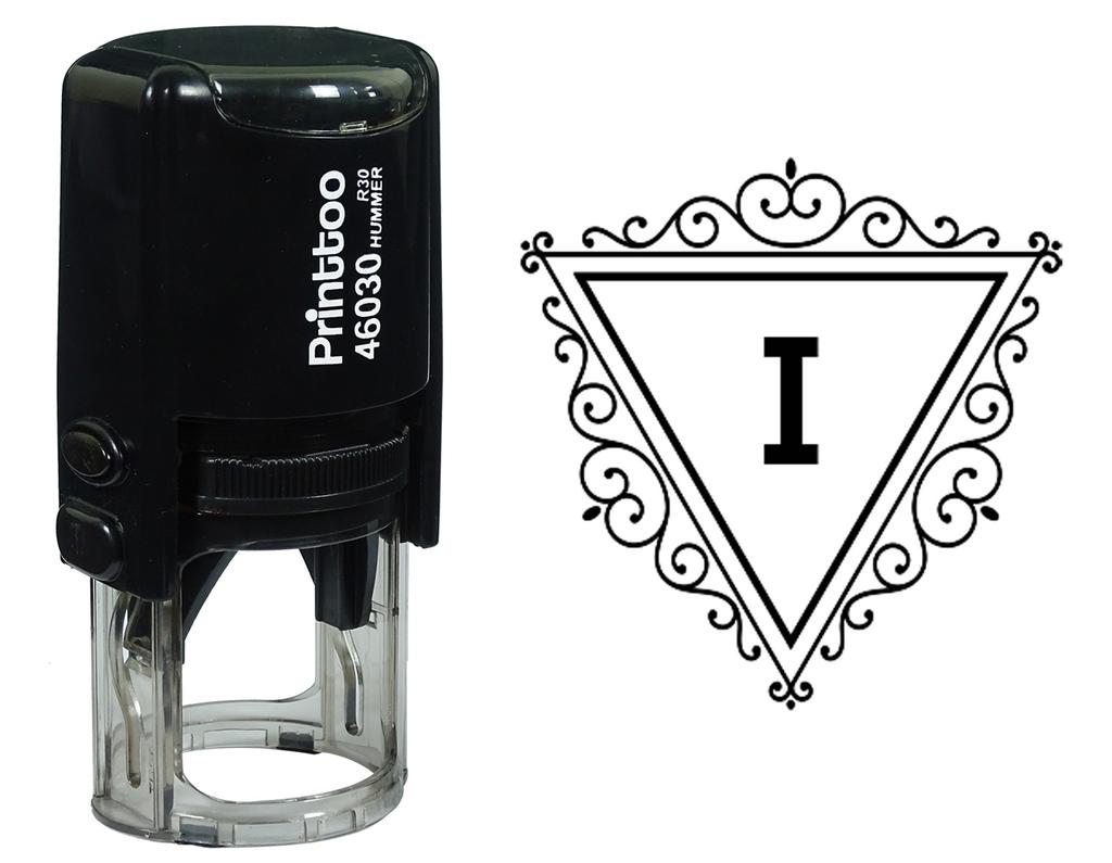 Printtoo I Alphabet Swirl Border Triangle Monogram Initial Self Inking Rubber Stamp Office