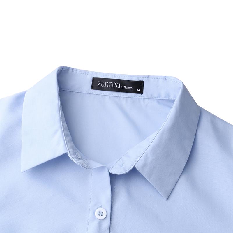 ZANZEA Стильная женская блузка из полиэстера с длинным рукавом с завязками в узел спереди