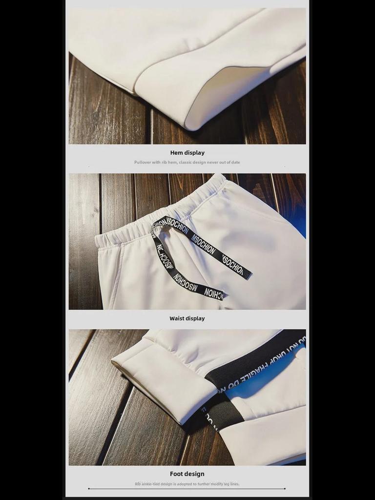 Мужской модный повседневный костюм на весну и осень: Модный спортивный комплект в корейском стиле: куртка и свитер