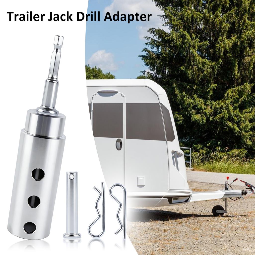 Trailer Jack Drill Adapter, 1 inch Drive Shaft Compatible Cordless Drill Adapter with Socket Bit Attachment for RV Dump Trailers