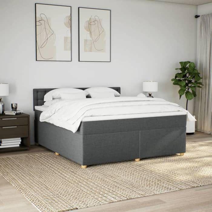 Maison Exclusive - Sommier à lattes de lit avec matelas Gris foncé 180x200cm Tissu