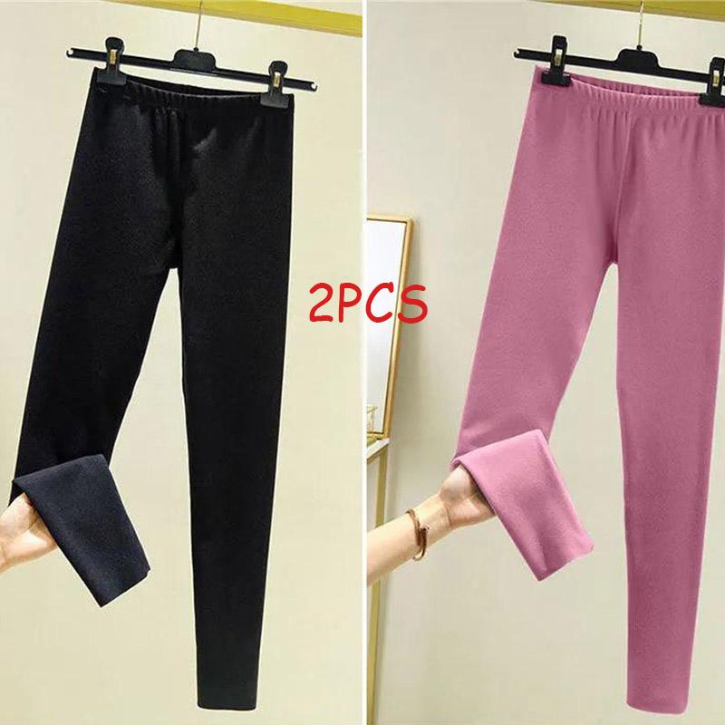 2Pcs Women's Line Pants Underpants Leggings Winter Velvet Inner Warmth Leggings Comfortable and Thin Inner Lining Long Pants