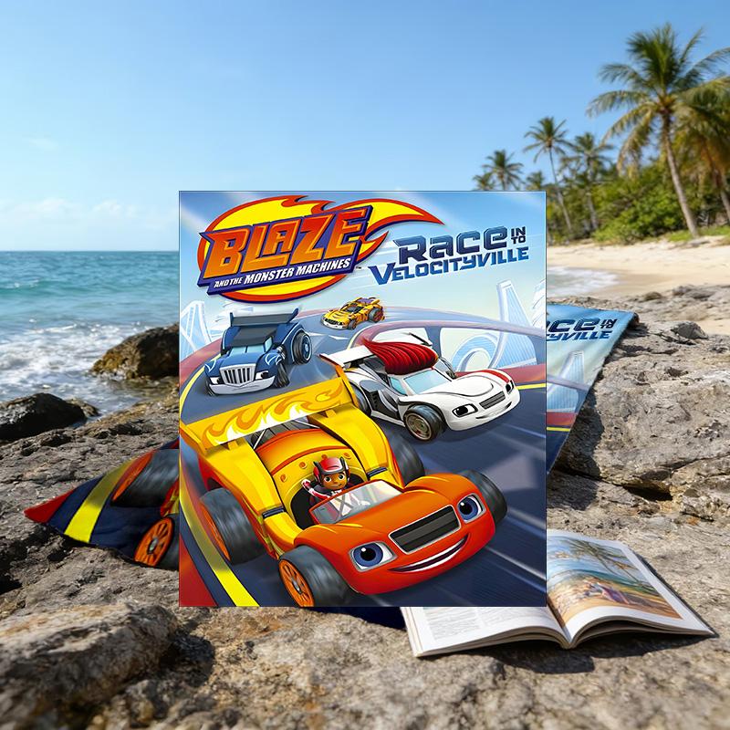 1pc Blaze and the Monster Machines (4) Beach Towel, Beach and Seaside Swimming Pool Equipment, Fashion Pattern, Rectangular, Travel Essentials