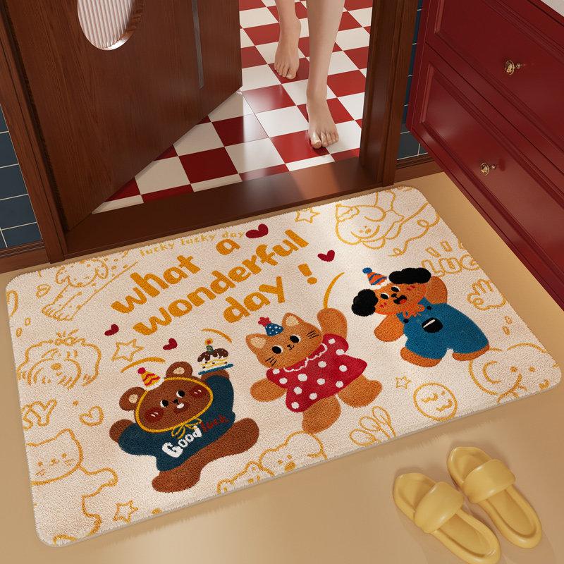Imitation cashmere cartoon absorbent floor mat