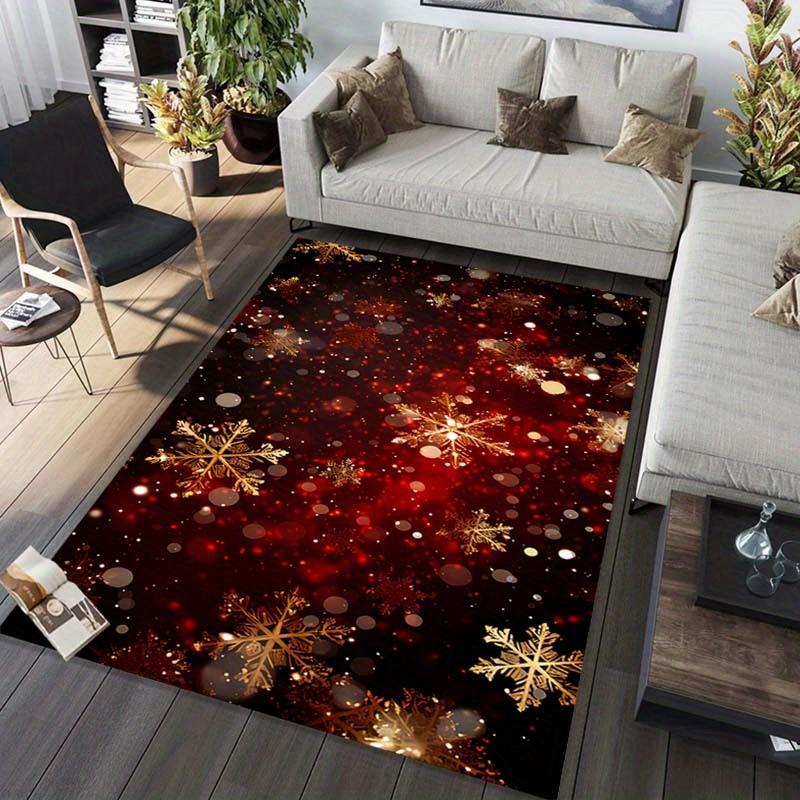 Winter Wonderland Carpet Black Background Snowflakes Bedroom Bay Window Ins Style Decoration Light Luxury Art Rug