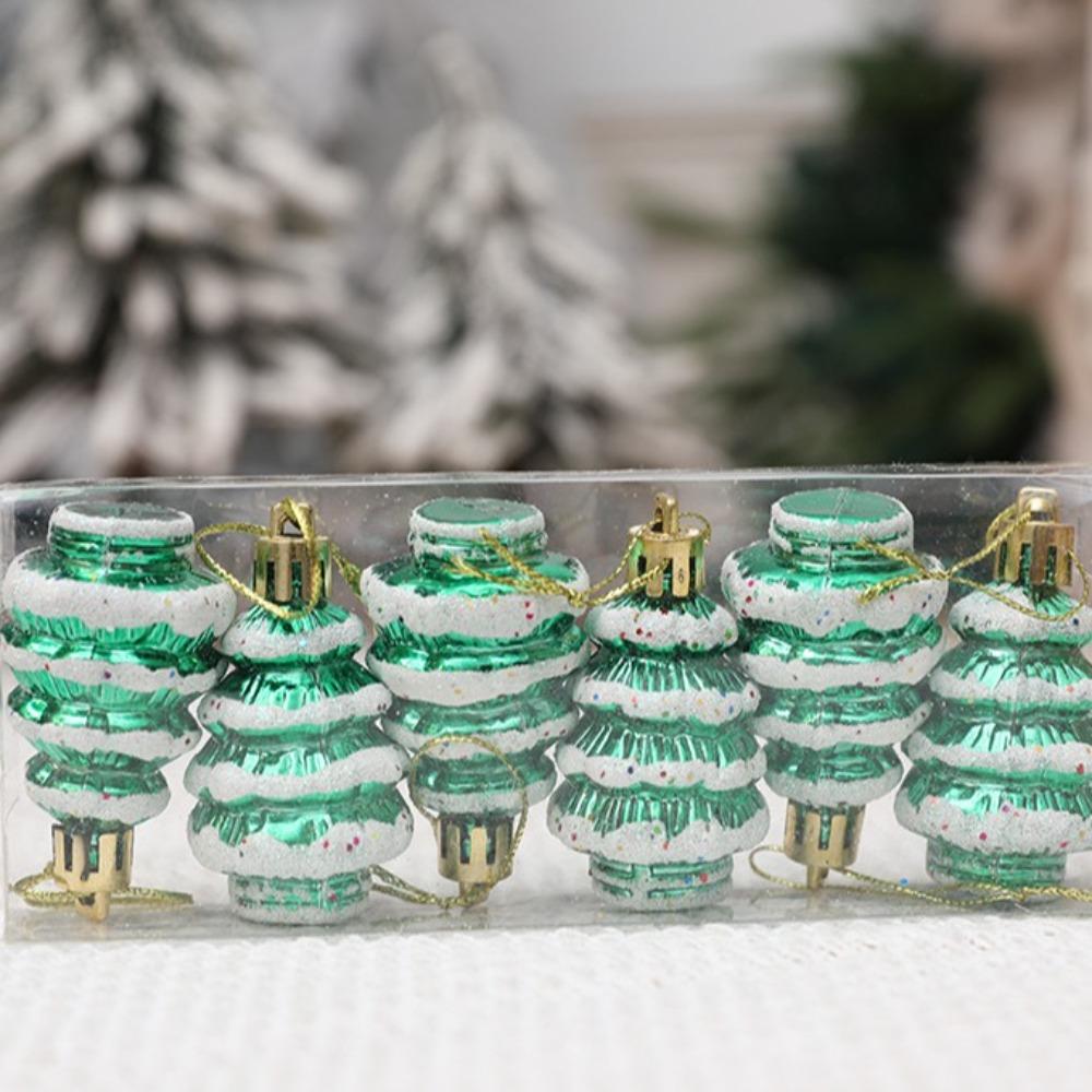 6 шт./коробка пластиковая елочная игрушка окрашенные кедровые рождественские украшения