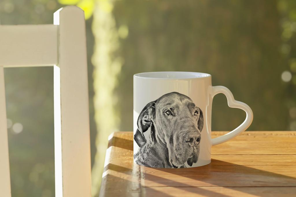 Great Dane I - cup with a dog, adorable cup with a heart-shaped handle, universal gift from the Art-Dog brand