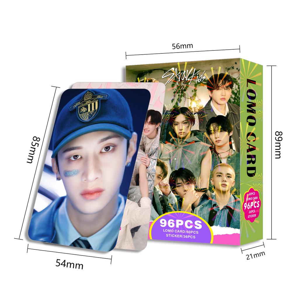 Straykids 96 шт. Коробка с Lomo-карточками и наклейками 60 двусторонних фотокарточек 36 наклеек Поддержка кумира Коллекционный подарок для фанатов Премиальное качество