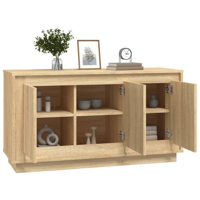 Commode/Buffet contemporain, chêne sonoma, 102x35x55 cm, bois d'ingénierie LL0000206729