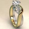 Sanjie Gold-Plated Gemstone Women's Ring with Two-Tone Electroplating