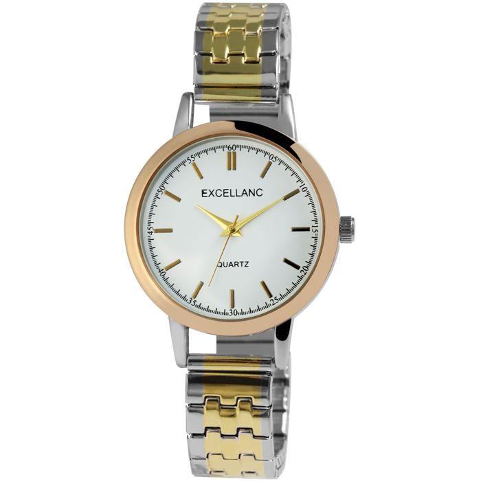 Montre - EXCELLANC - Nayla - Femme - Boîtier 35 mm - Bracelet acier bicolore extensible