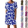 Women's Fashion Short Sleeve Dress With Pockets Floral Print Casual Beach Dress