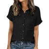 Женская модная рубашка с воротником контрастного цвета, коротким рукавом, карманом на пуговице, повседневная, свободного кроя