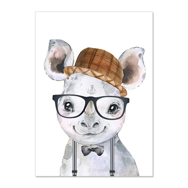 Мультфильм Забавное животное Слон Тигр Обезьяна Детские Плакаты и Принты Настенное Искусство Картина На Холсте Настенные Картины Детская Комната Декор Без Рамки