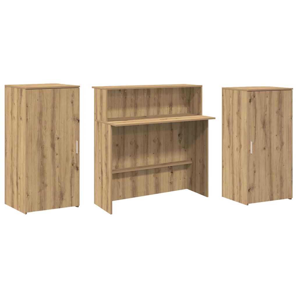 Biurko Recepcyjne Dąb Artisan 200X50X103,5 Cm Drewno Klejone