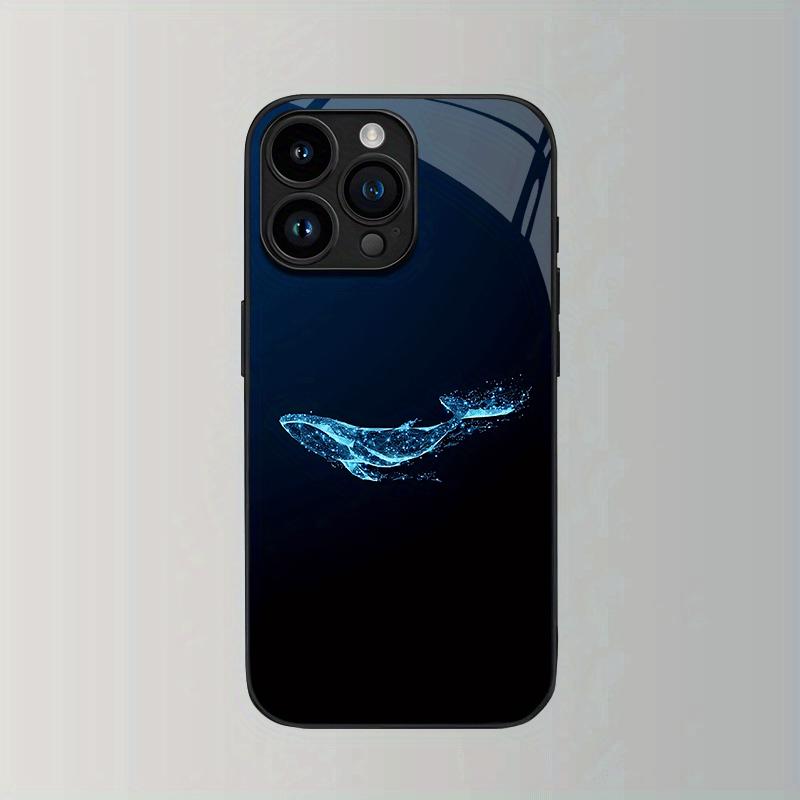 Фантастический синий кит закаленное стекло чехол для телефона подходит для iPhone 17 16 15 14 13 12 11 Pro/ Max /Plus противоударный и защитный от падений