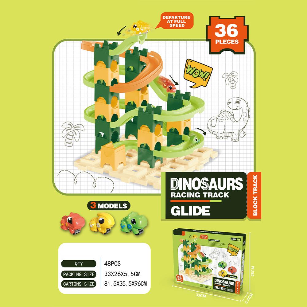 Large Building Blocks Dinosaur Marble Run Toy with Catapult Ball Track Educational STEM Set for Kids