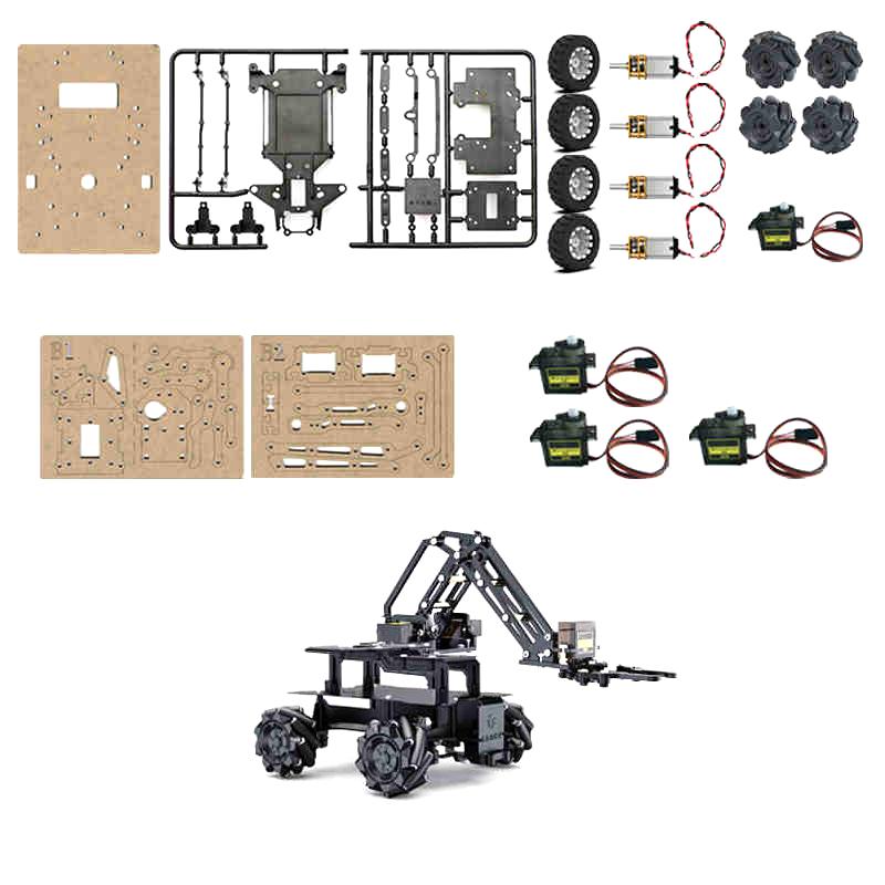 Acrylic 4WD Robot Car Motor Ackerman Omnidirectional Tracking Chassis For Arduino STM32 ESP32 Programmable Robot Car DIY Kit