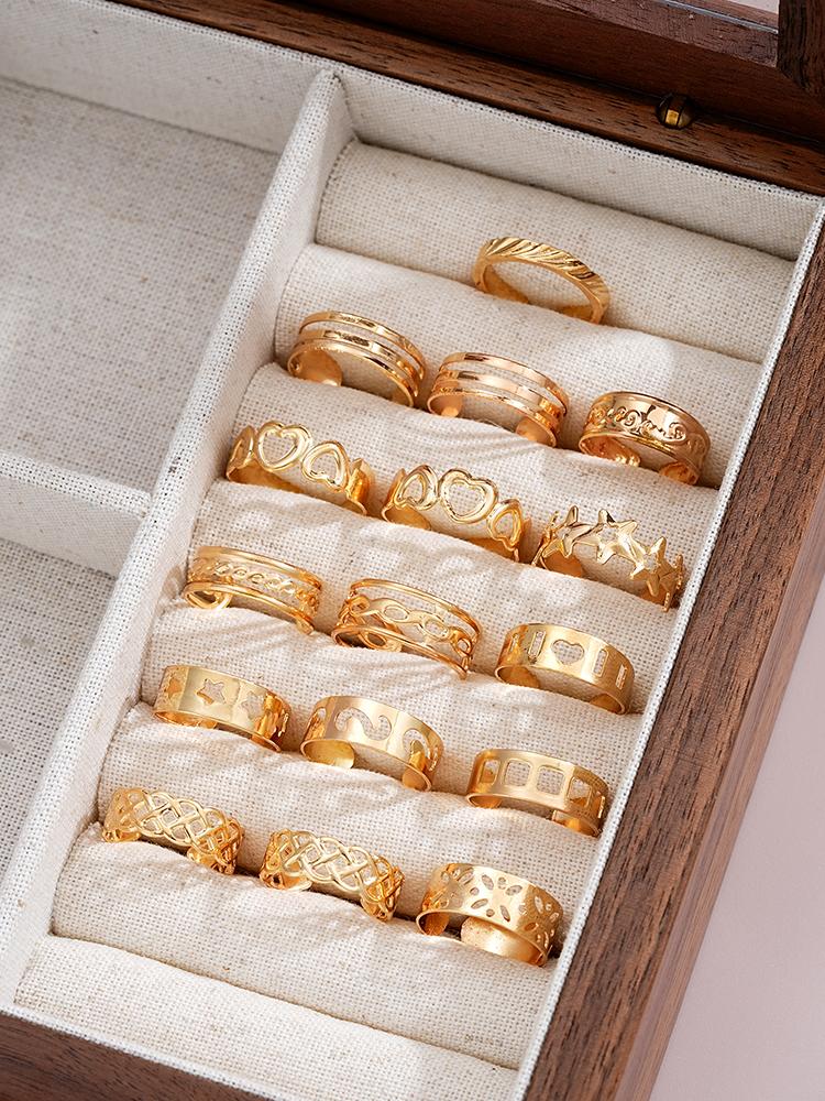 16 PCS Simple Star Open Toe Rings Set for Women Adjustable Minimal Hollow Heart Summer Beach Smooth Feet Ring Jewelry On Foot