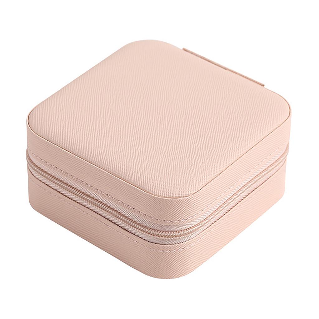 Portable Jewelry Storage Box with Zipper PU Leather Holder Case for Earrings Necklace Rings Jewelry Box