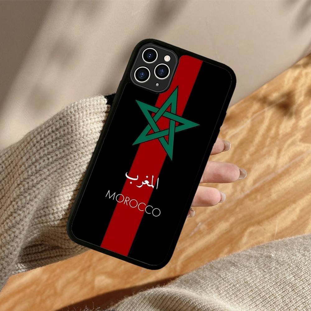 Чехол для телефона с картой и флагом Марокко для IPhone 11 12 13 14 15 16 17 Pro Max Plus PC+TPU