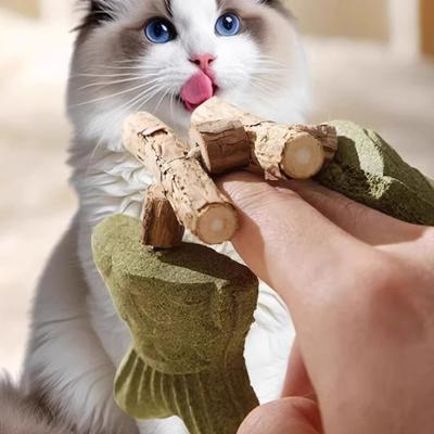 Натуральная игрушка-грызун для кошек Форма рыбьей кости Кошачья мята Актинидия Палочка-грызун Уход за зубами Чистка зубов