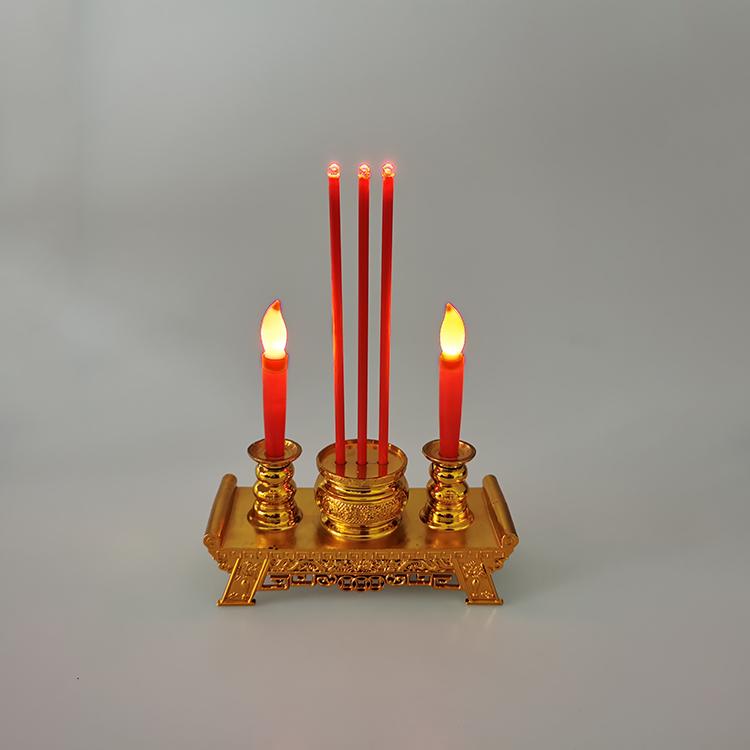 21,5 см Электрическая Таиланд Будда благовония горелка Красная вспышка LED Китайский фестиваль Освещение Декоры 2AAA Беспламенная свеча Ночник