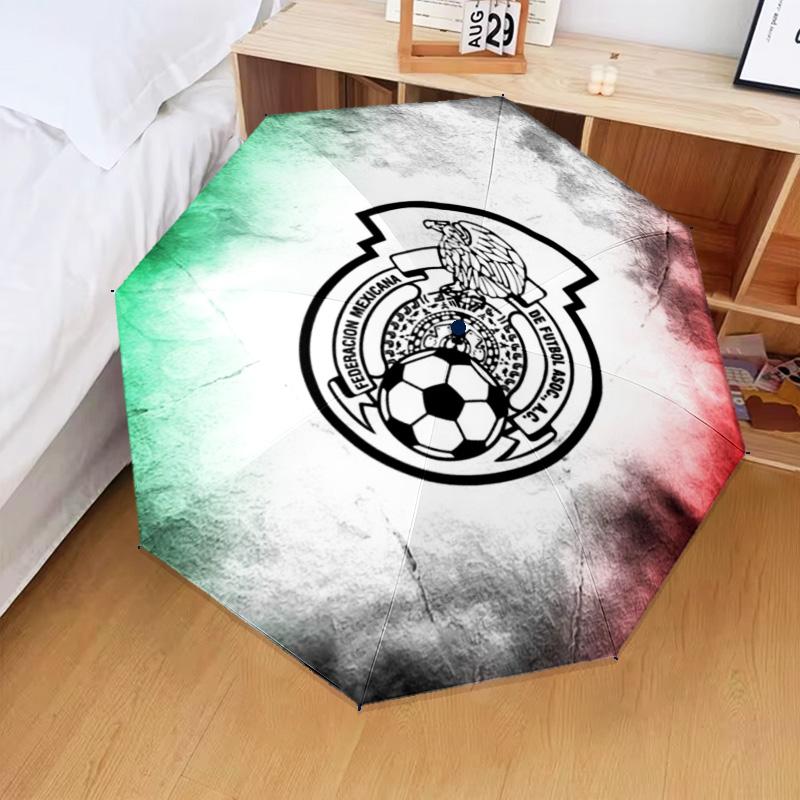 1PC Mexico Football Team Emblem Printed Umbrella Folding umbrella, automatic umbrella 8-Frame for Travel, camping Fan gifts Christmas Gifts