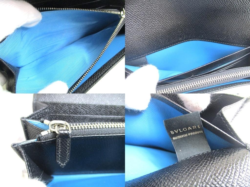 Подлинный черный кожаный кошелек BVLGARI с логотипом, двойной складной, длинный, #a572, восстановленный