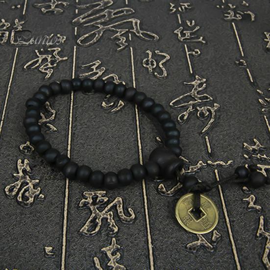 Женский Браслет Деревянные Бусины Винтажные Украшения Медный Браслет Монетка Подвеска для Унисекс