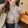 Wooden Ear Side Half Turtleneck Knitted Top For Women Autumn and Winter Knitwear Style Outside To Wear A New Coat Inside The Base