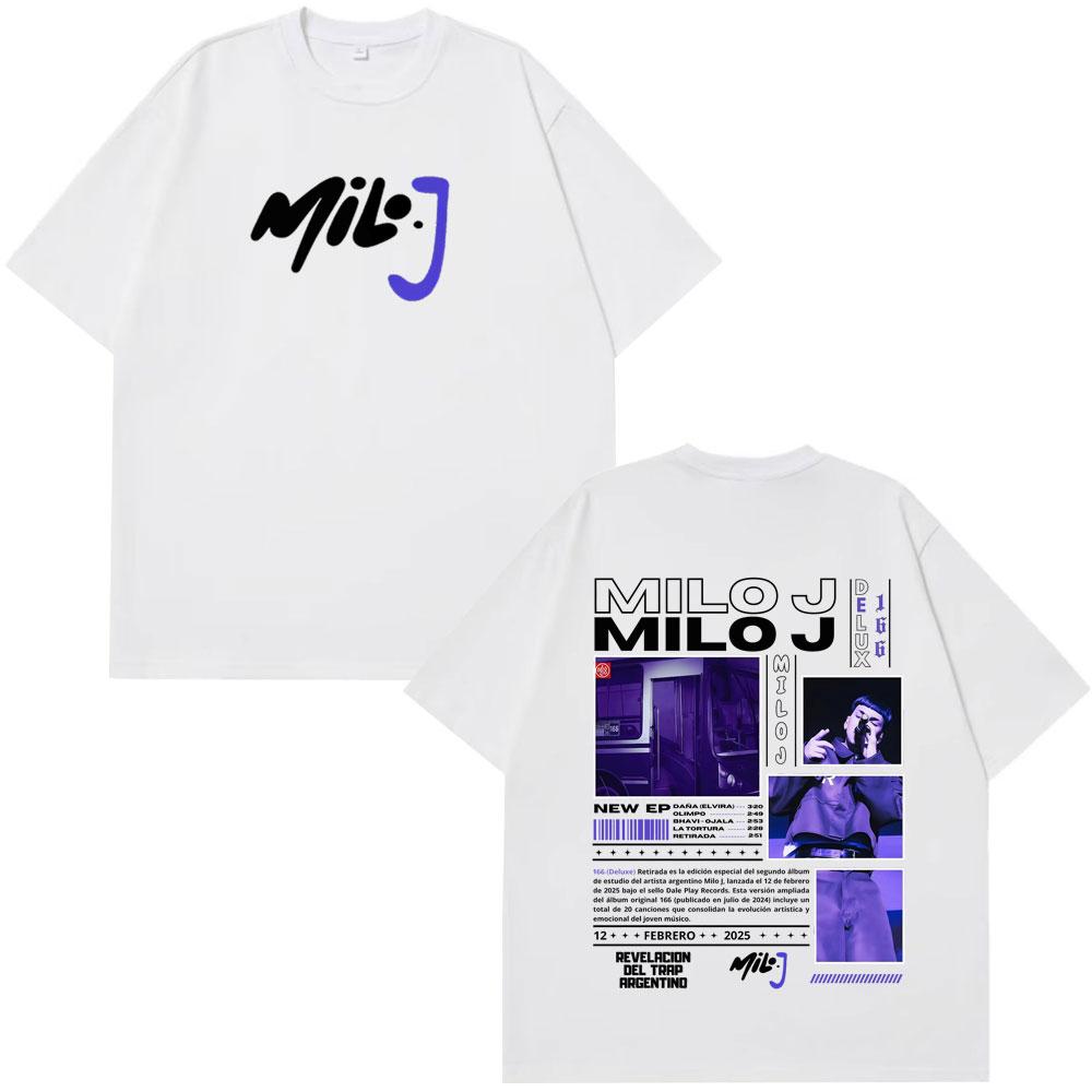 Rapper Milo J 166 Tour 2026 Album T Shi6rts Men Retro High Quality Short Sleeve Tshirts Oversized Tee Cotton TShirt Streetwear
